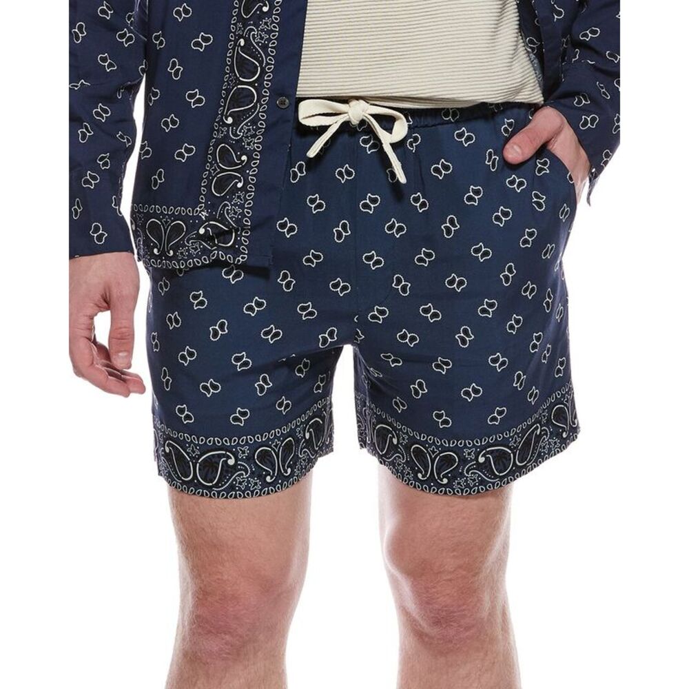 Palm Angels Mens  Bandana Print Short, Blue